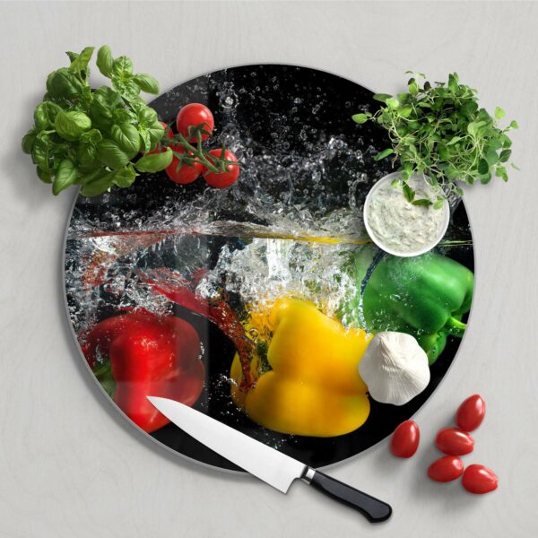 Schneidebrett - Drei Paprika im Wasser – Bild 2
