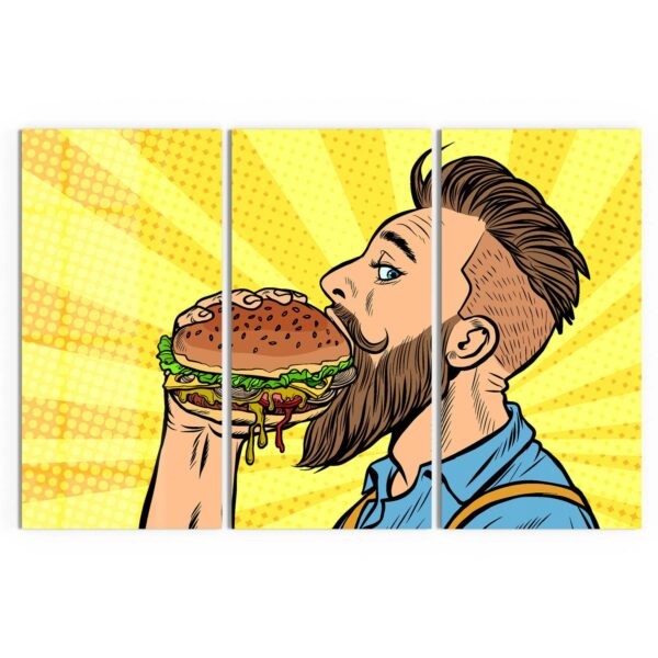 Wandbilder - Bärtiger Mann isst Burger – Bild 2