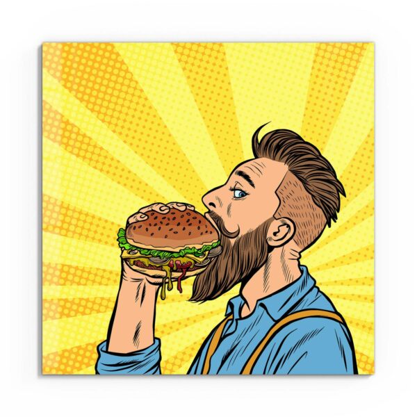 Wandbild - Bärtiger Mann isst Burger – Bild 2