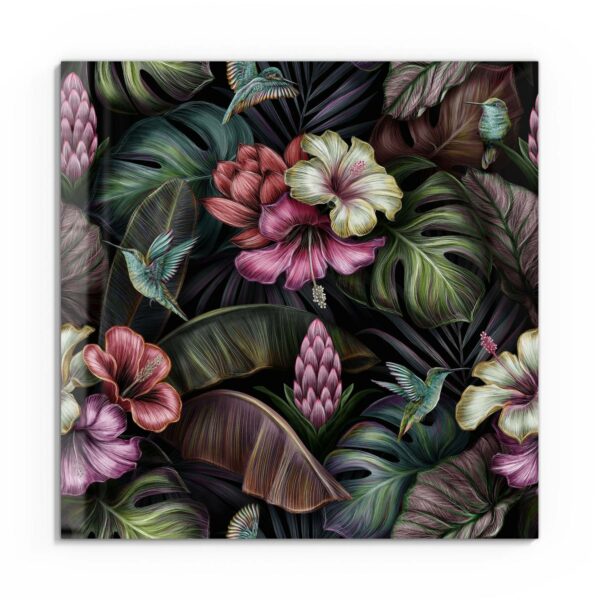 Wandbild - Blüten, Blätter und Vögel – Bild 2