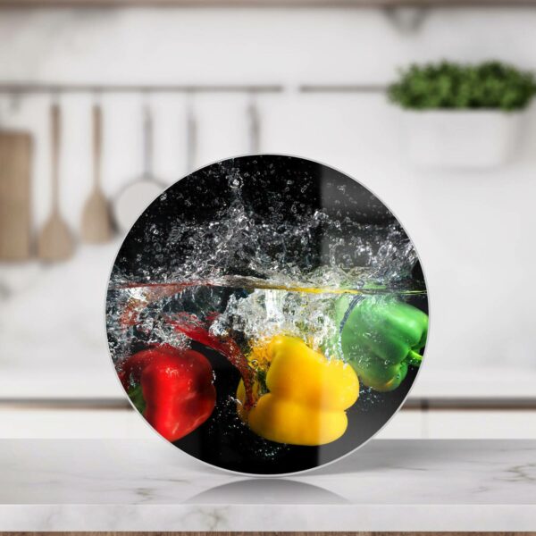 Schneidebrett - Drei Paprika im Wasser – Bild 3