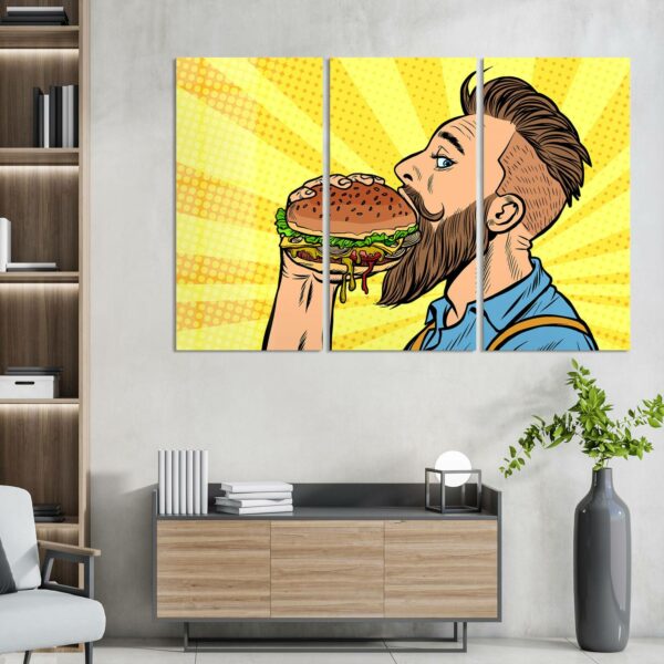 Wandbilder - Bärtiger Mann isst Burger – Bild 3