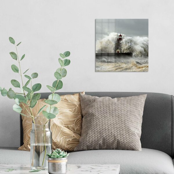 Wandbild - Leuchtturm bei Sturmflut – Bild 3