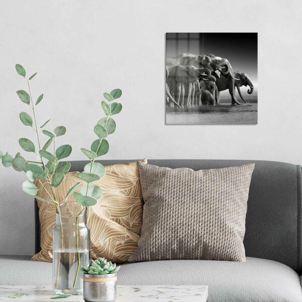 Wandbild - Elefantenherde am Wasser – Bild 3