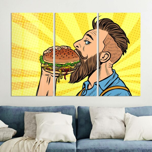 Wandbilder - Bärtiger Mann isst Burger – Bild 4